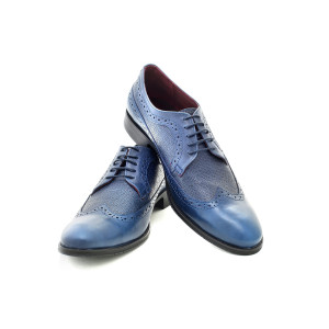 Сини анатомични анатомични официални мъжки обувки, естествена кожа - елегантни обувки за пролетта и лятото N 100018331